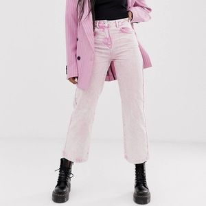 SOLD High Rise Straight Pink Jeans by COLLUSION